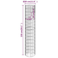 Produktbild för Planteringsgabion 3 st upphöjd rund galvaniserat stål Ø30x150cm