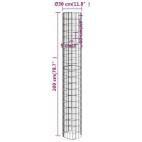 Produktbild för Planteringsgabion 3 st upphöjd rund galvaniserat stål Ø30x200cm