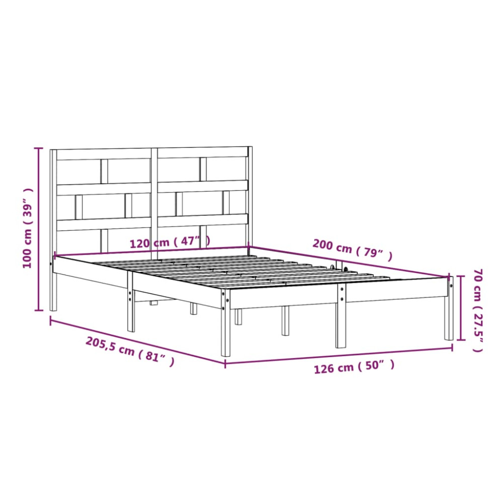 Produktbild för Sängram massiv furu 120x200 cm