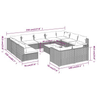 Produktbild för Loungegrupp för trädgården med dynor 12 delar grå konstrotting