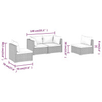Miniatyr av produktbild för Loungegrupp med dynor 4 delar konstrotting grå