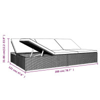Miniatyr av produktbild för Solsäng med dyna konvertibel konstrotting mörkgrå