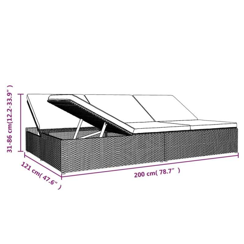 Produktbild för Solsäng med dyna konvertibel konstrotting mörkgrå