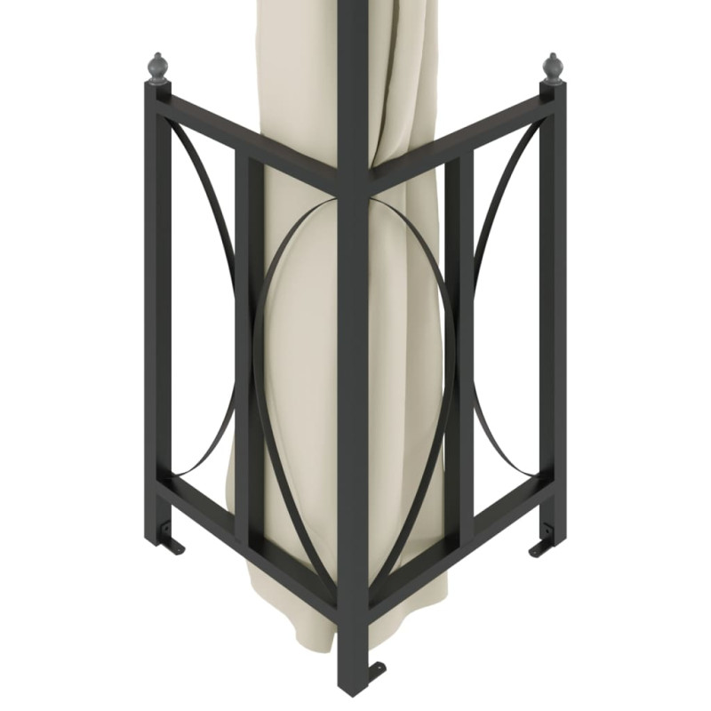 Produktbild för Paviljong med draperier och dubbelt tak 3x4 m gräddvit