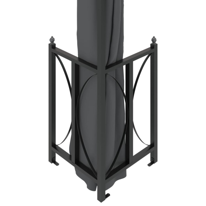Produktbild för Paviljong med draperier och dubbelt tak 3x4 m antracit