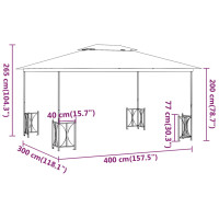Miniatyr av produktbild för Paviljong med draperier och dubbelt tak 3x4 m taupe