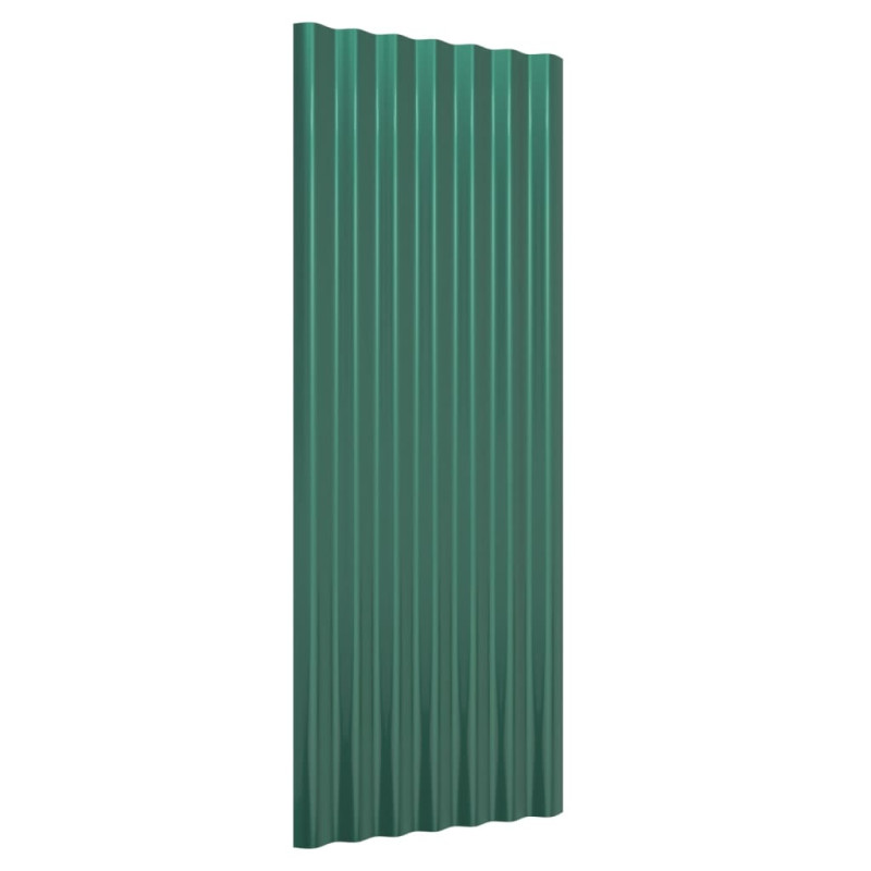 Produktbild för Takplåt 12 st pulverlackerat stål grön 100x36 cm