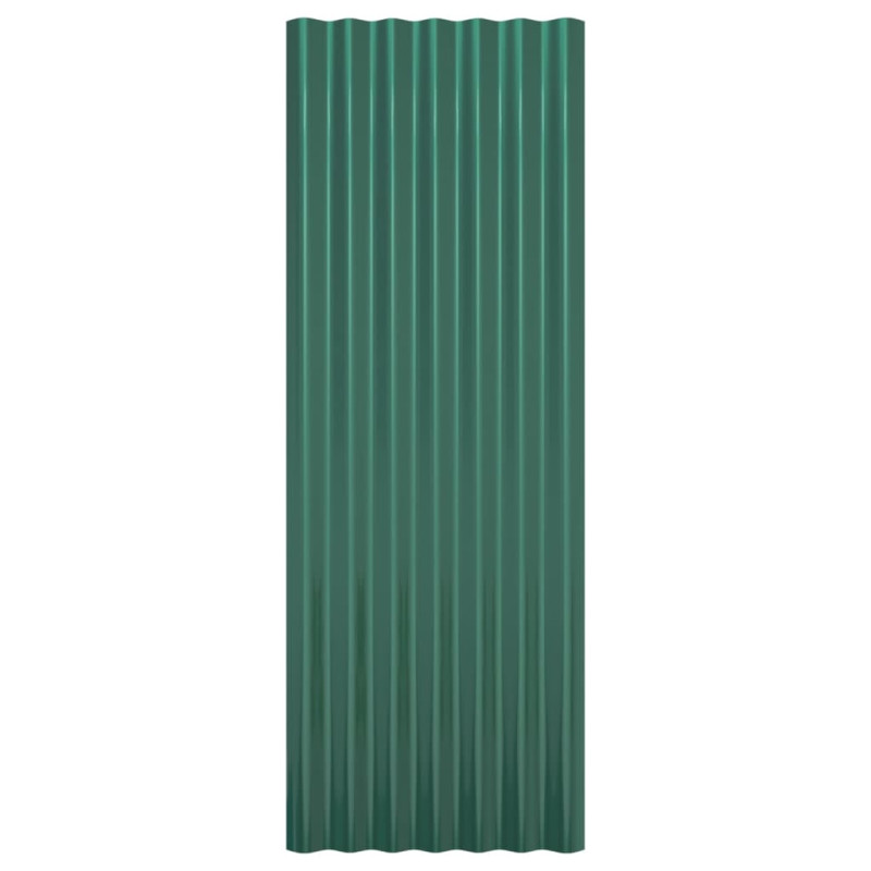 Produktbild för Takplåt 12 st pulverlackerat stål grön 100x36 cm