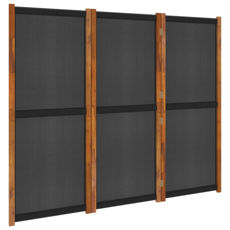 Produktbild för Rumsavdelare 3 paneler svart 210x180 cm