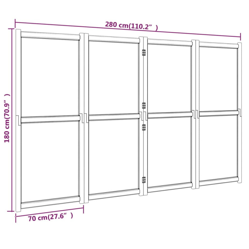 Produktbild för Rumsavdelare 4 paneler svart 280x180 cm