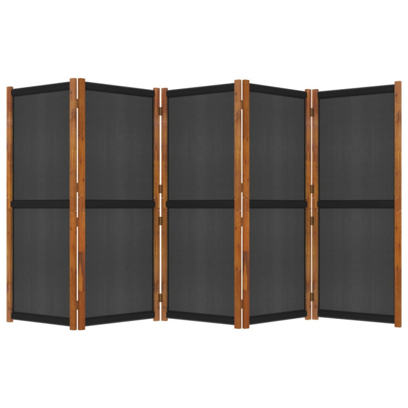 Produktbild för Rumsavdelare 5 paneler svart 350x180 cm