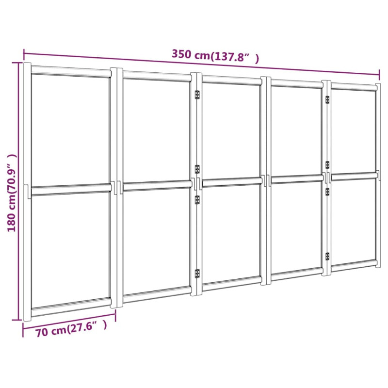 Produktbild för Rumsavdelare 5 paneler svart 350x180 cm
