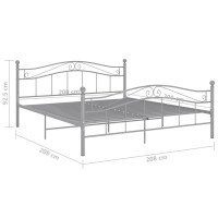 Produktbild för Sängram grå metall 200x200 cm