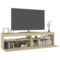 Produktbild för Tv-bänkar med LED-belysning 2 st sonoma-ek 75x35x40 cm