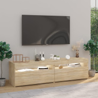 Produktbild för Tv-bänkar med LED-belysning 2 st sonoma-ek 75x35x40 cm