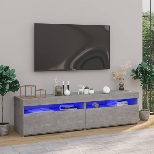 vidaXL Tv-bänkar med LED-belysning 2 st betonggrå 75x35x40 cm
