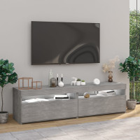 Produktbild för Tv-bänkar med LED-belysning 2 st betonggrå 75x35x40 cm