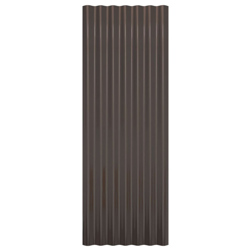 Produktbild för Takplåt 12 st pulverlackerat stål brun 100x36 cm