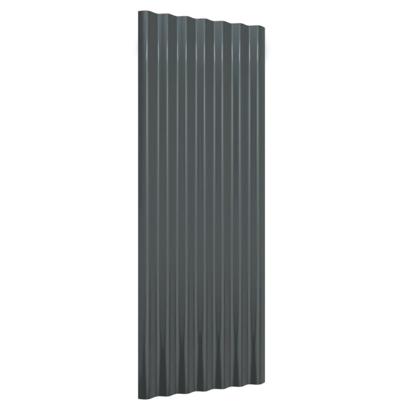 Produktbild för Takplåt 12 st pulverlackerat stål antracit 100x36 cm