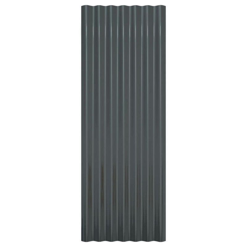 Produktbild för Takplåt 12 st pulverlackerat stål antracit 100x36 cm