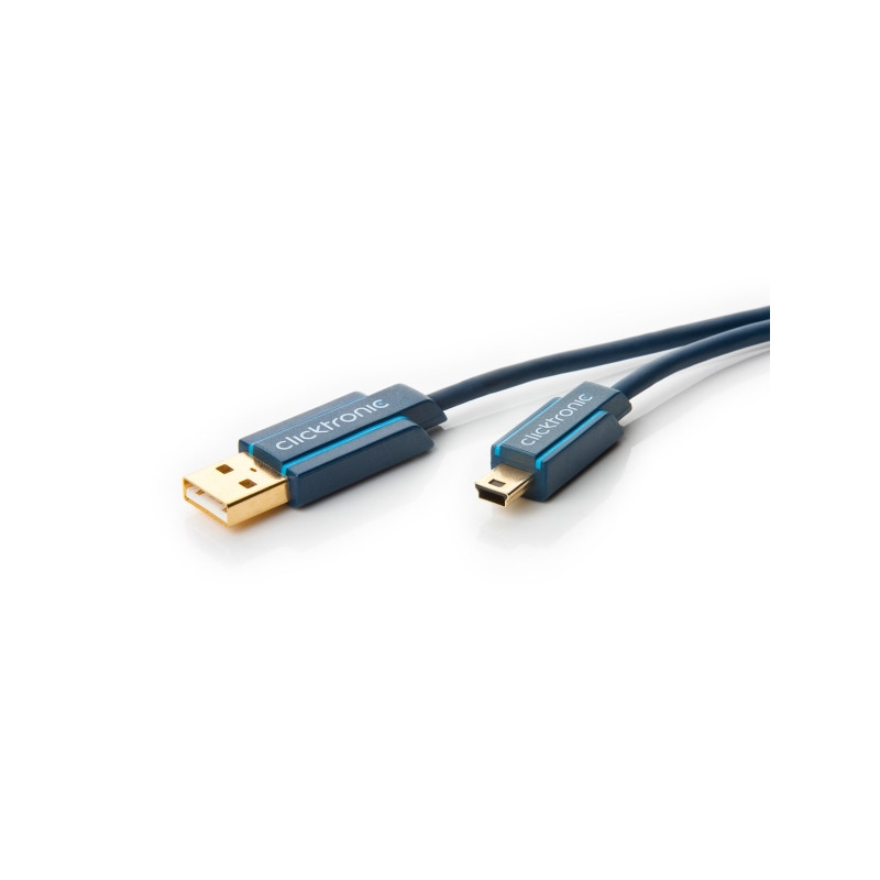 Produktbild för ClickTronic 1.8m USB 2.0 A-mini B m/m USB-kablar 1,8 m USB A Mini-USB B Blå