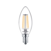 Produktbild för Philips - LED-glödlampa med filament - form: B35 - klar finish - E14 - 4.3 W - varmt vitt ljus - 2700 K (paket om 3)