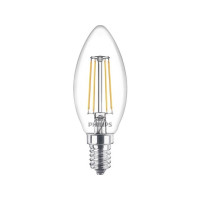Produktbild för Philips - LED-glödlampa med filament - form: B35 - klar finish - E14 - 4.3 W - varmt vitt ljus - 2700 K (paket om 3)