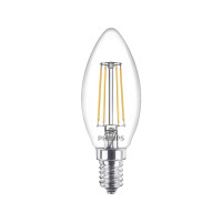 Produktbild för Philips - LED-glödlampa med filament - form: B35 - klar finish - E14 - 4.3 W - varmt vitt ljus - 2700 K (paket om 3)