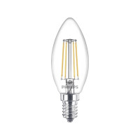 Produktbild för Philips - LED-glödlampa med filament - form: B35 - klar finish - E14 - 4.3 W - varmt vitt ljus - 2700 K (paket om 3)