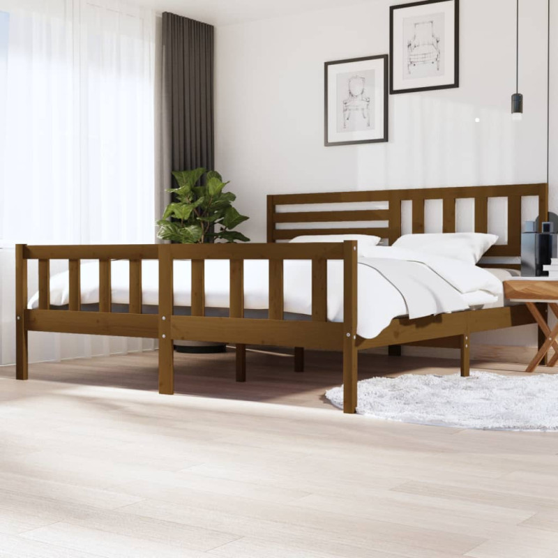 Produktbild för Sängram honungsbrun massivt trä 200x200 cm