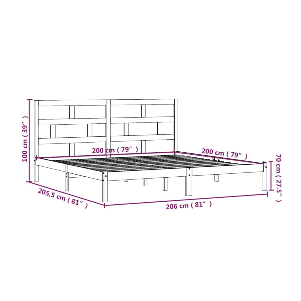 Produktbild för Sängram massiv furu 200x200 cm