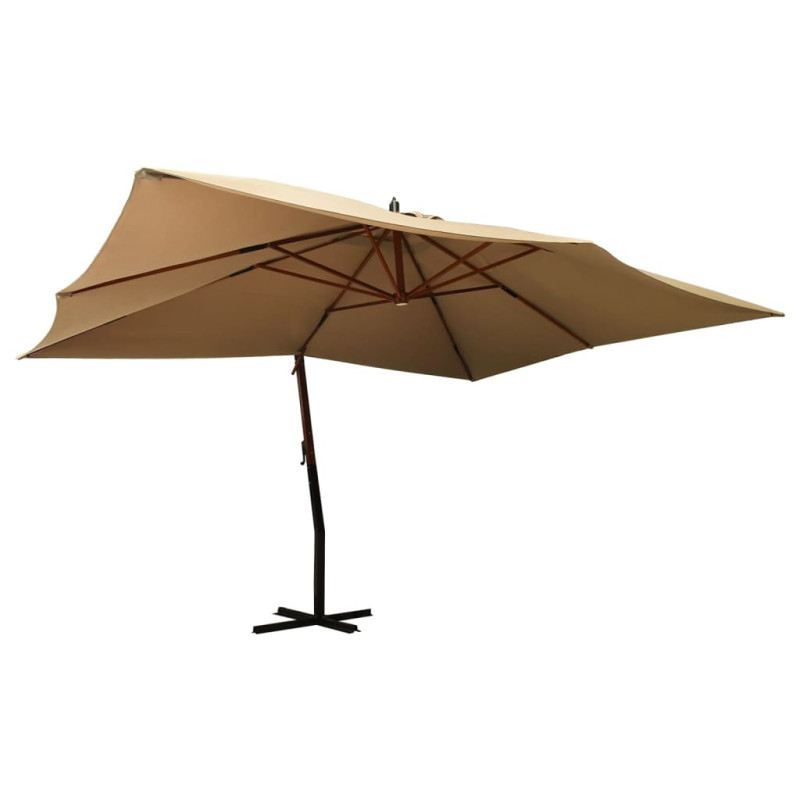 Produktbild för Frihängande parasoll med trästång 400x300 cm taupe