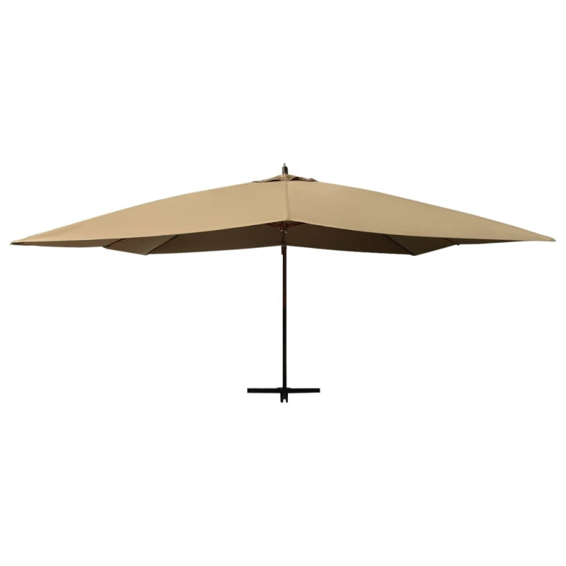 Produktbild för Frihängande parasoll med trästång 400x300 cm taupe