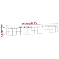 Produktbild för Odlingslåda pulverlackerat stål 584x140x68 cm grå