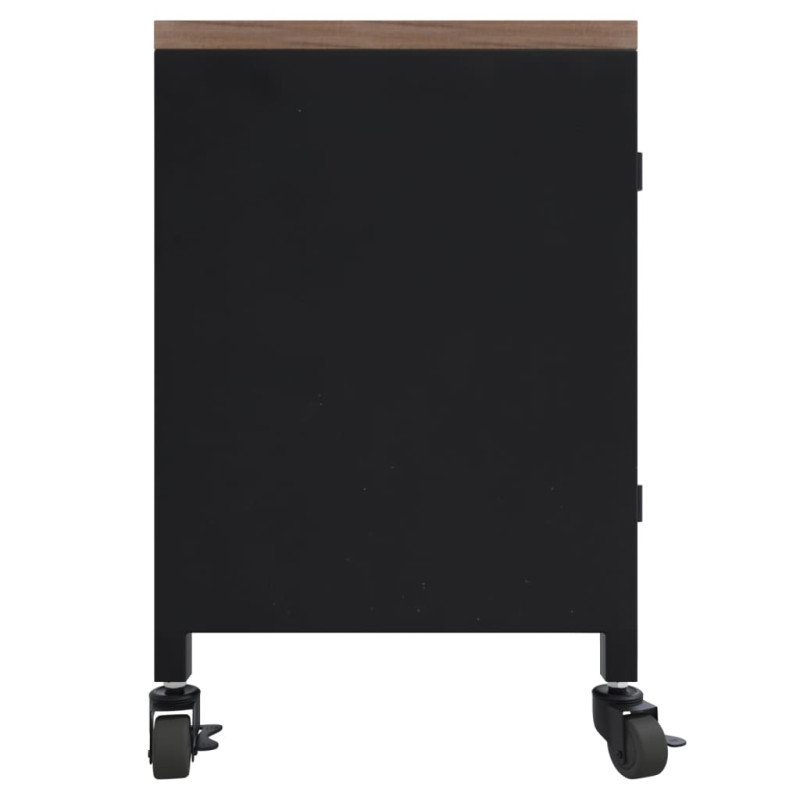 Produktbild för Tv-bänk svart 110x30x43 cm järn och massivt granträ