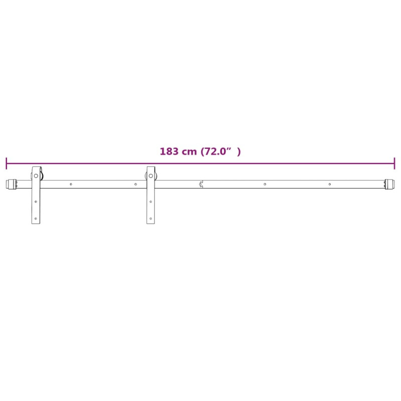 Produktbild för Skjutdörrsbeslag 183 cm stål vit