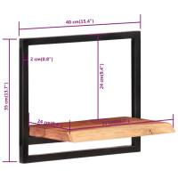 Produktbild för Vägghyllor 2 st 40x24x35 cm massivt akaciaträ och stål