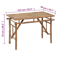 Miniatyr av produktbild för Hopfällbart trädgårdsbord 115x50x75 cm bambu