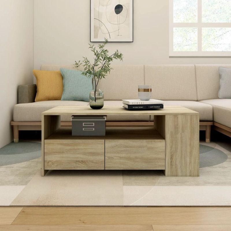 Produktbild för Soffbord sonoma-ek 102x55x42 cm konstruerat trä