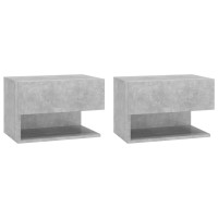 Miniatyr av produktbild för Väggmonterade sängbord 2 st betonggrå