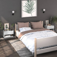 Produktbild för Väggmonterade sängbord 2 st vit högglans
