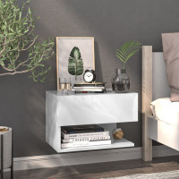 Produktbild för Väggmonterade sängbord 2 st vit högglans
