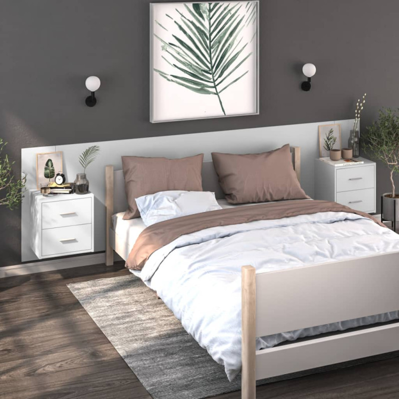 Produktbild för Väggmonterat sängbord vit