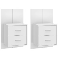 Produktbild för Väggmonterade sängbord 2 st vit