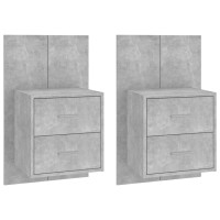 Miniatyr av produktbild för Väggmonterade sängbord 2 st betonggrå