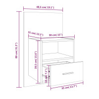 Miniatyr av produktbild för Väggmonterade sängbord 2 st vit och sonoma-ek