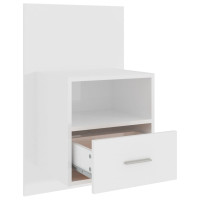 Miniatyr av produktbild för Väggmonterat sängbord vit högglans