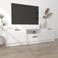 Miniatyr av produktbild för Tv-bänk vit högglans 140x35x40 cm konstruerat trä