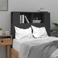 Produktbild för Sänggavel med förvaring svart 100x18x104,5 cm