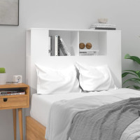 Produktbild för Sänggavel med förvaring vit högglans 100x18,5x104,5 cm